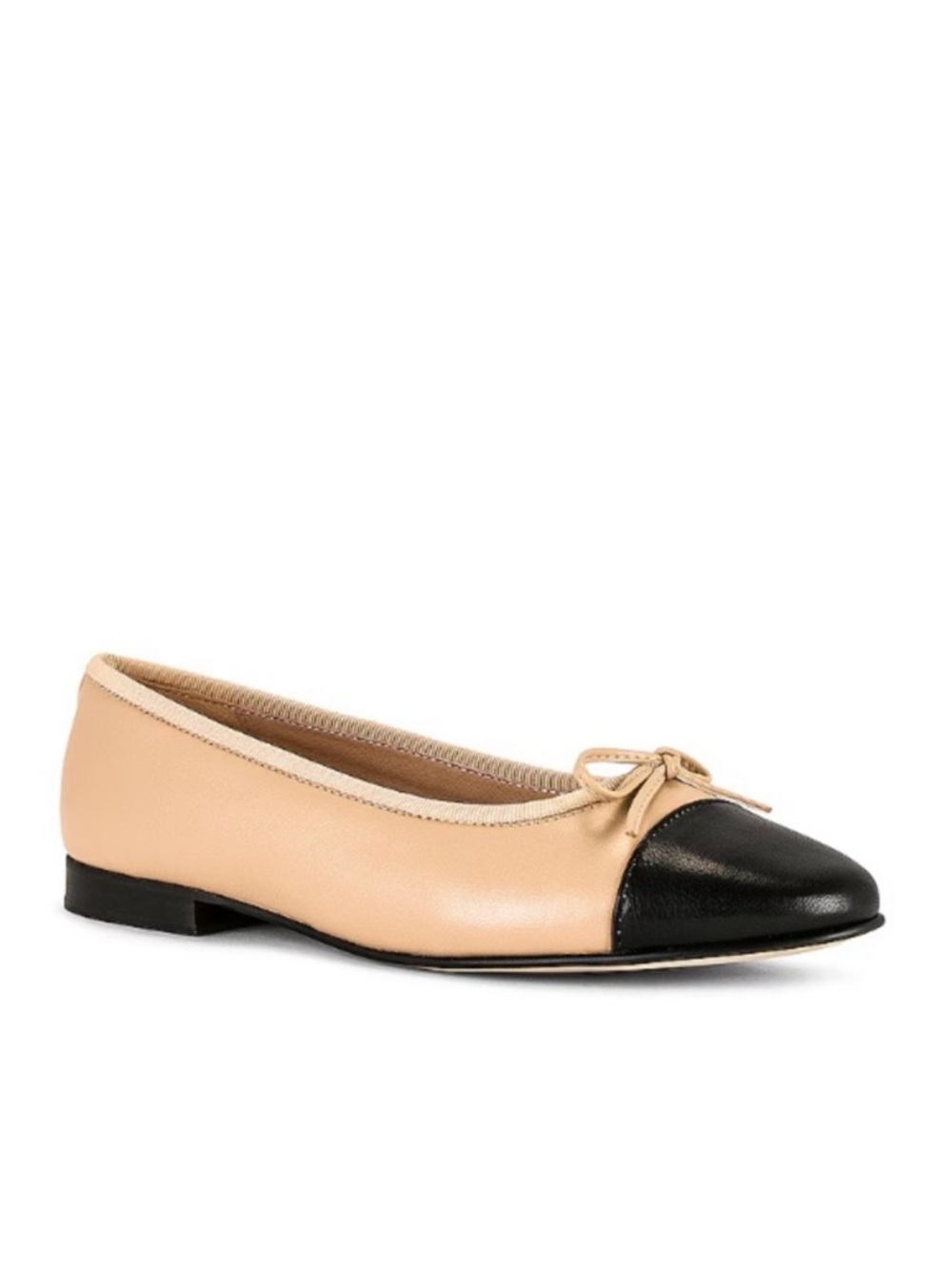 Jeffrey Campbell Two-Tone Leather Ballet Flat in Beige and Black